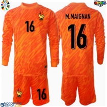 Otroški Nogometni dresi Francija Mike Maignan #16 Vratar Gostujoči EP 2024 Dolgi Rokav (+ Kratke hlače)